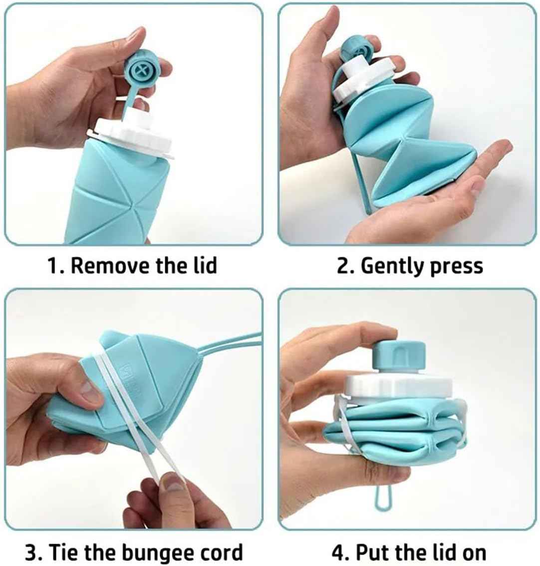 Silicone Folding Water Bottle with Strap