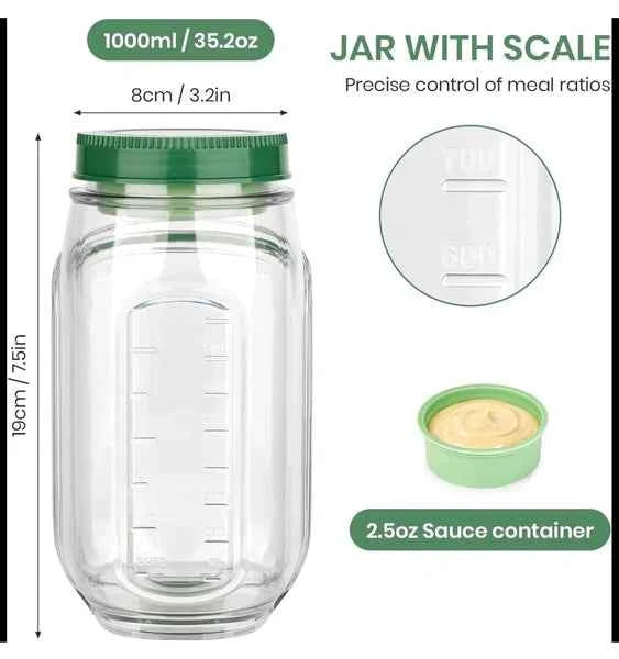 Portable Salad Container Jar with Dressing Cup