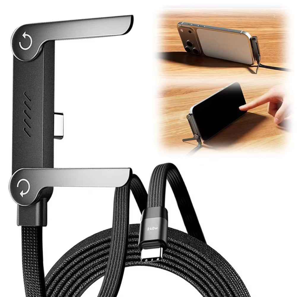 240W USB-C Fast Charging Cable with Phone Stand
