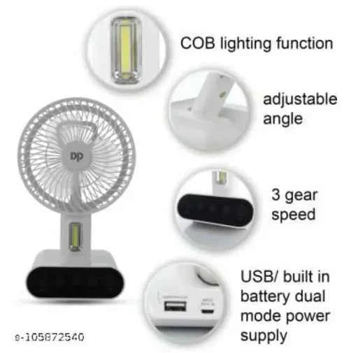 Rechargeable LED Fan – side view