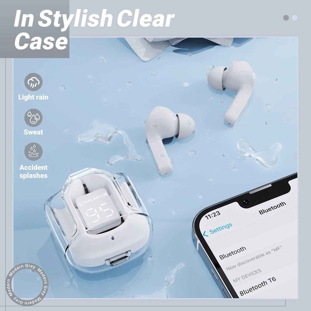 T6 Crystal Wireless Earphones – side view