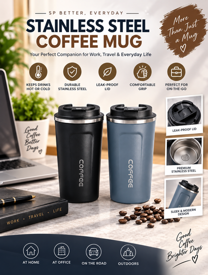 Stainless Steel Coffee Mug with Lid