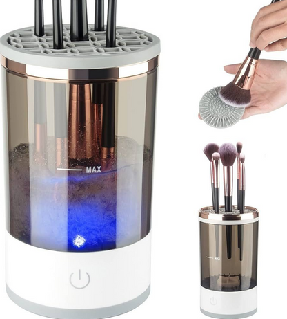 Automatic multi-brush cleaner with silicone brush holder