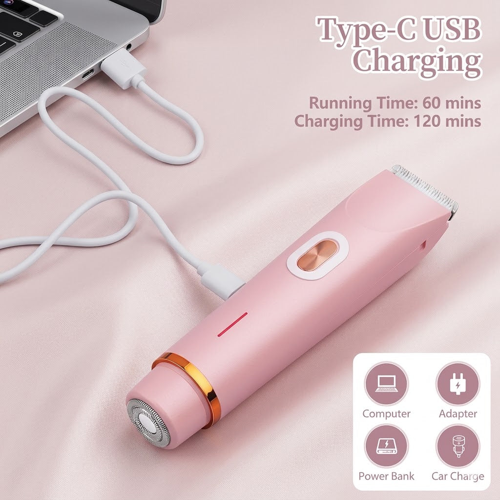 2 in 1 Dual Head Shaver Women (ماكينة حلاقة نسائية مزدوجة الرأس)