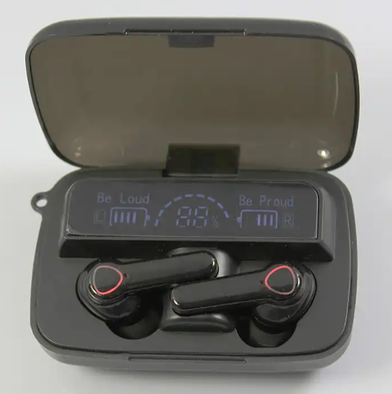 Black M19 Bluetooth Earphones – side view