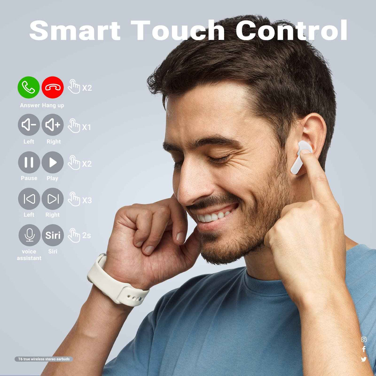 T6 Crystal Wireless Earphones – in use
