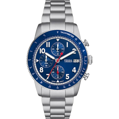 Fossil Sport Tourer Chronograph Stainless Steel Bracelet Blue Dial Men S Watch Fs6047