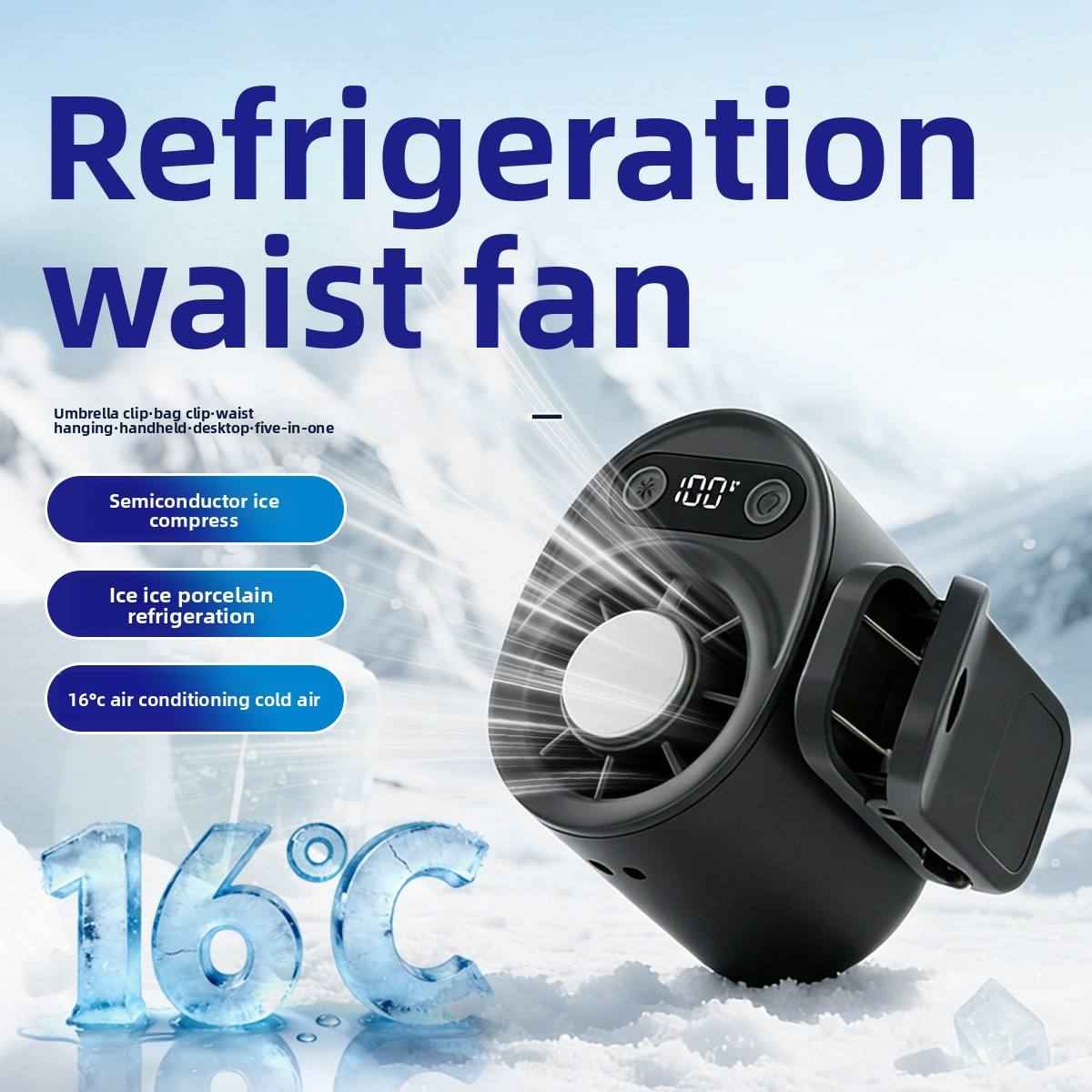 Waist Clip Portable Fan with Digital Display