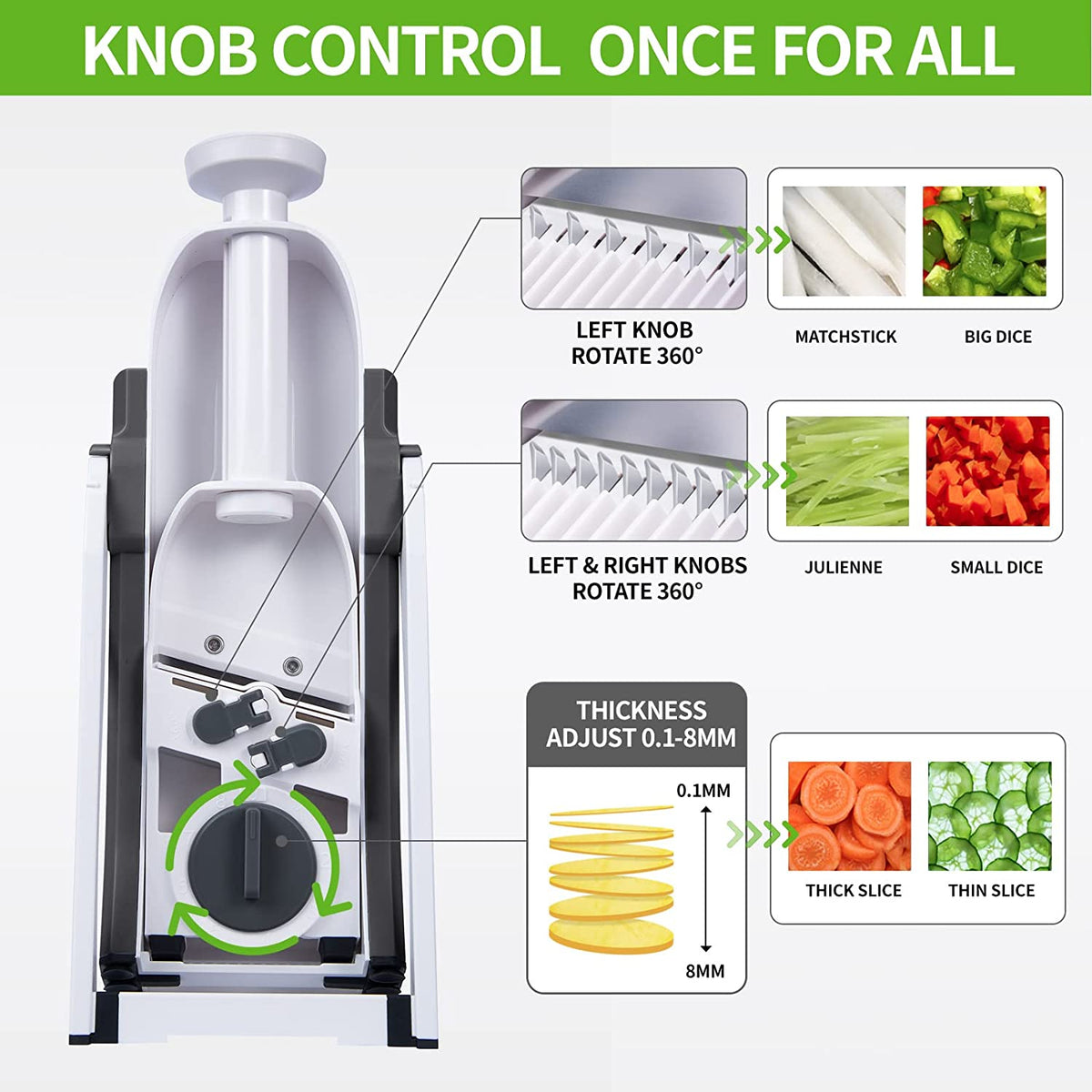 Manual Vegetable Cutter – 4-in-1 Adjustable Mandoline Slicer