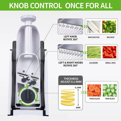 Manual Vegetable Cutter – 4-in-1 Adjustable Mandoline Slicer