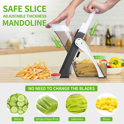 Manual Vegetable Cutter – 4-in-1 Adjustable Mandoline Slicer