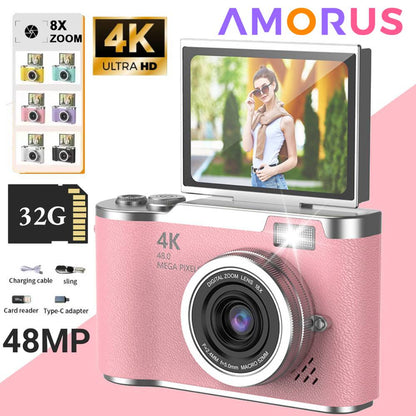 4K Digital Camera Beauty Filters 48MP HD Student CCD Camera CMOS Anti Shake