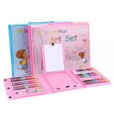 208-Piece Pink Kids’ Art Set with Easel, Drawing Book & Sketch Copy