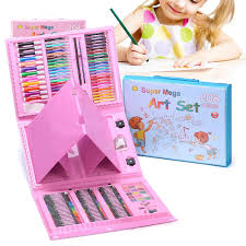 208-Piece Pink Kids’ Art Set with Easel, Drawing Book & Sketch Copy