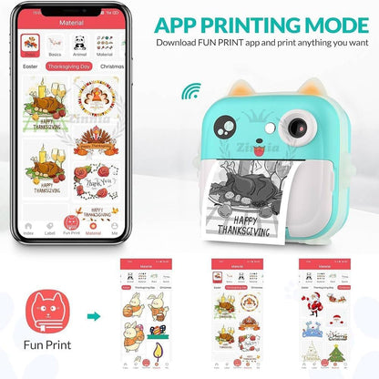 Children 1080P HD Digital Camera Toys Instant Print for Kids Thermal Print Camera