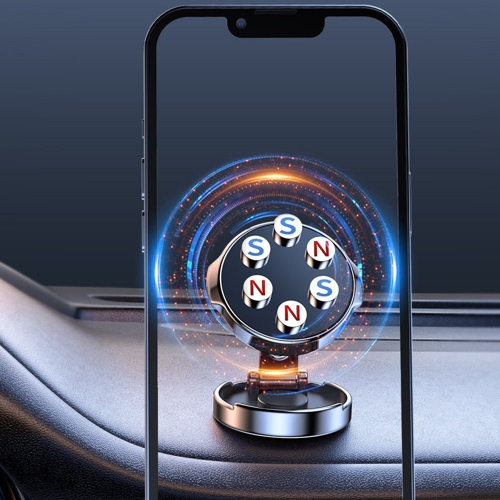 Magnetic Car Phone Holder – 360° Rotating, Height Adjustable